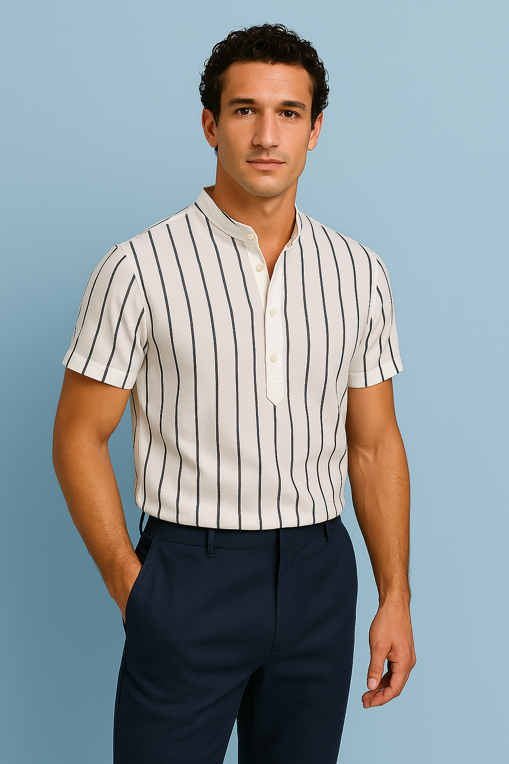 Noir Stripe Polo